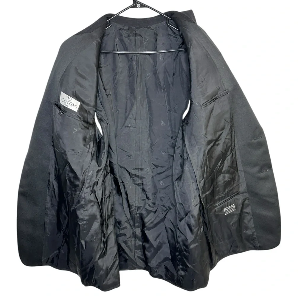 Valentino Black 100% Wool Buttoned Suit Jacket Size 48 Mens‎